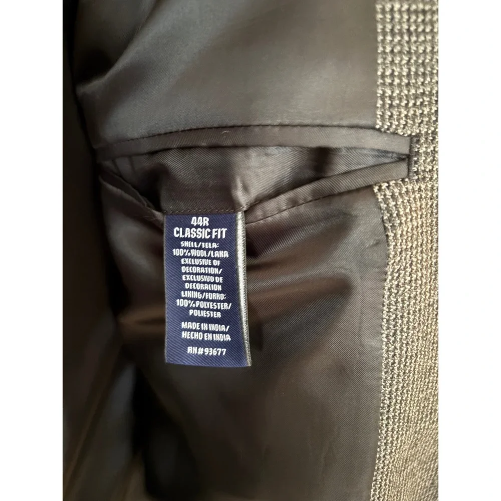 Stafford Essentials Mens 44R Grey‎ Wool Blazer Elbow Patches Classic Fit Jacket